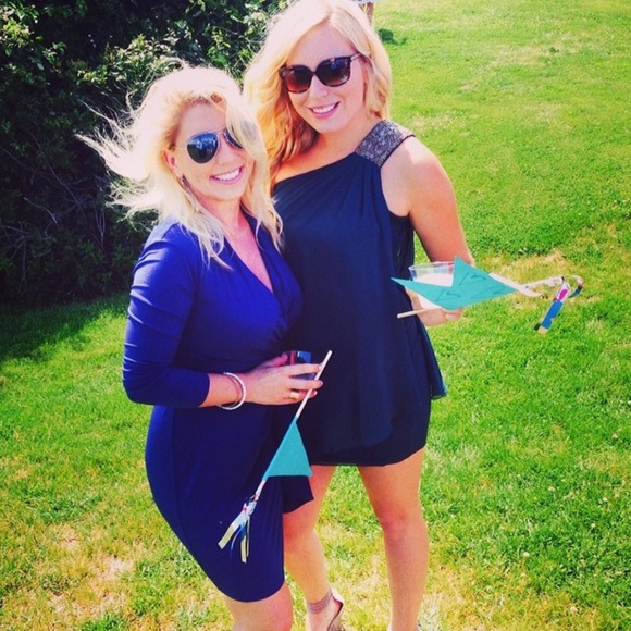 Calvin Klein Teal Silver Beaded 1 Shoulder Dress - Picture 5 of 11